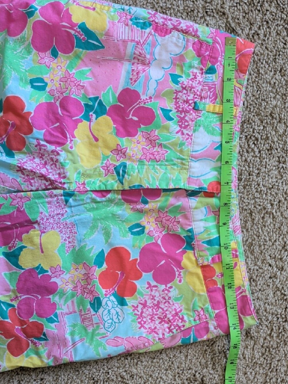 Lilly Pulitzer Bright Pink Green Yellow Floral Crop Pants - Picture 8 of 12
